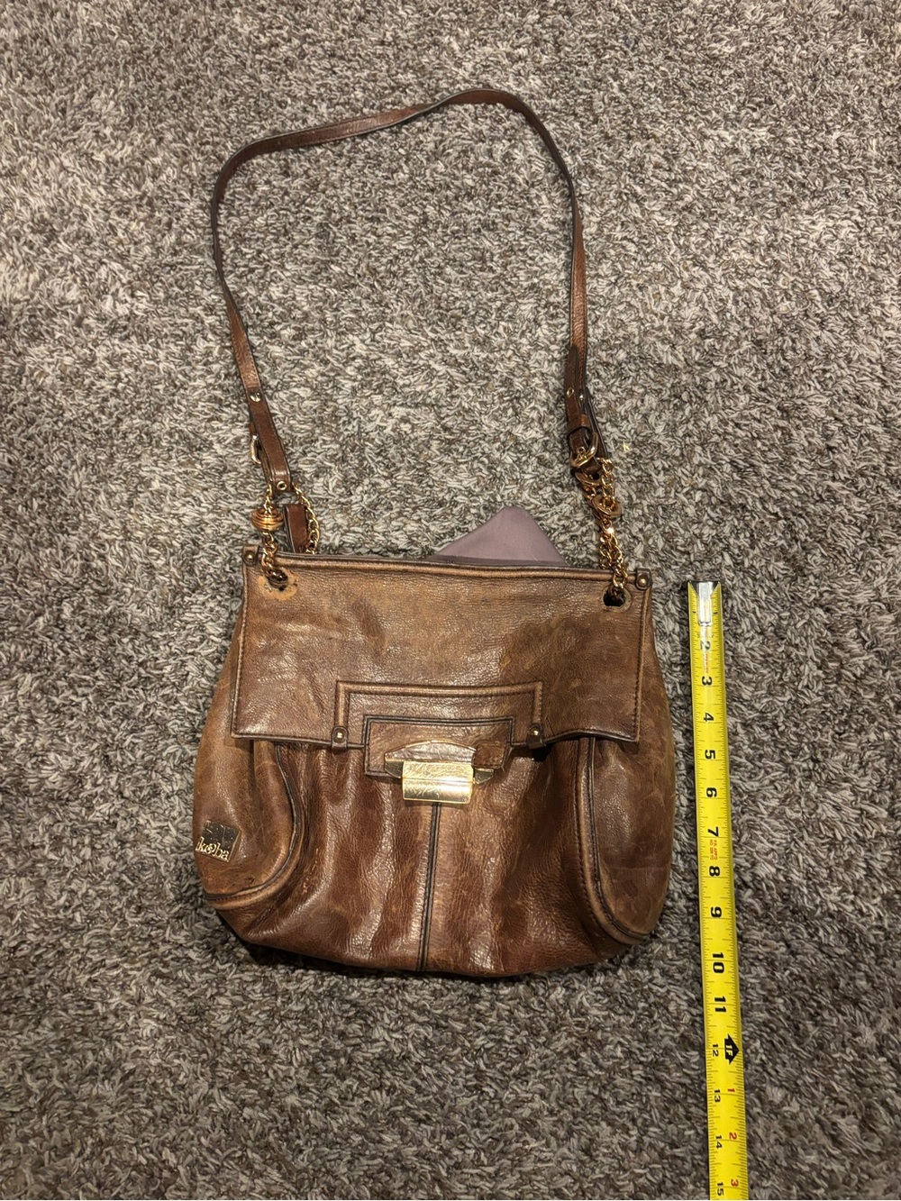 Kooba Brown Leather Shoulder Bag with Gold Hardware